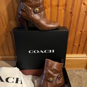 Coach moto heel leather boot